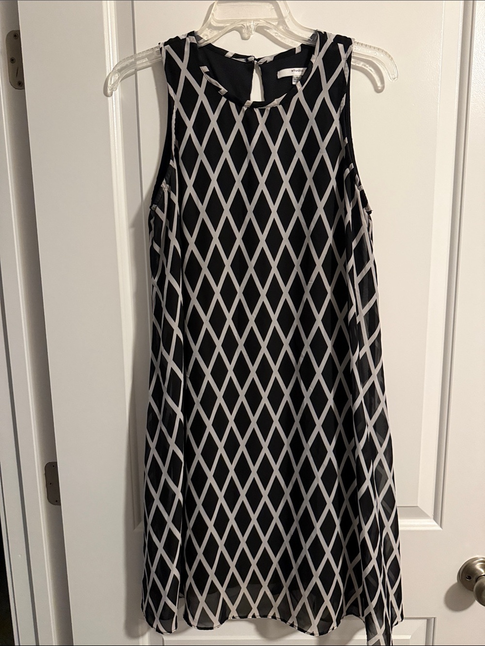 Studio One Black Dress with White Diamond Lattice-size 10